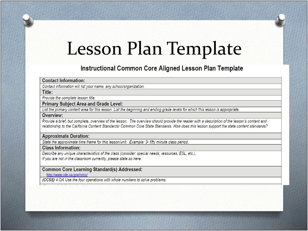 Common Core Esl Lesson Plan Template