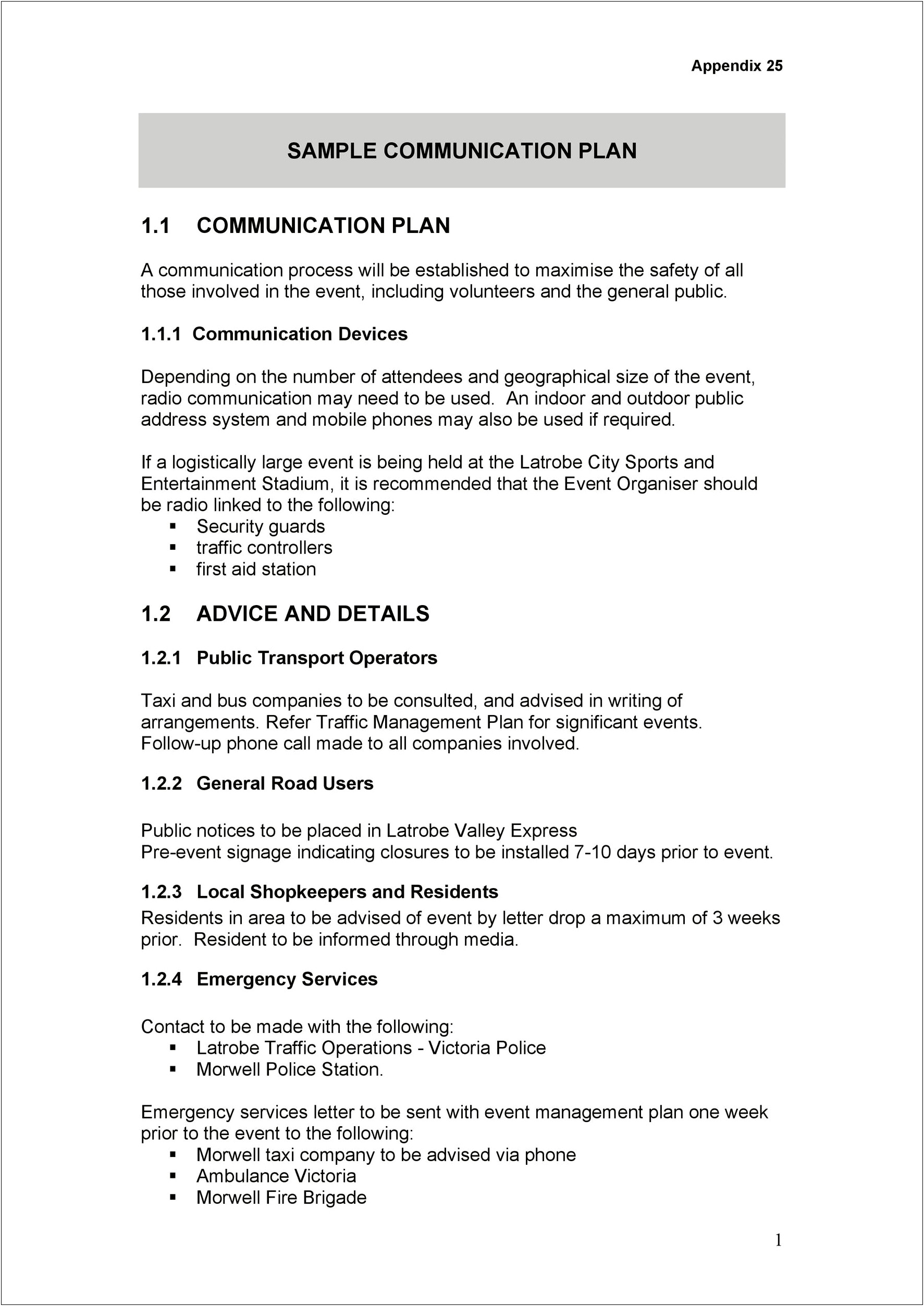 Communication Plan Template For Emergency Preparedness