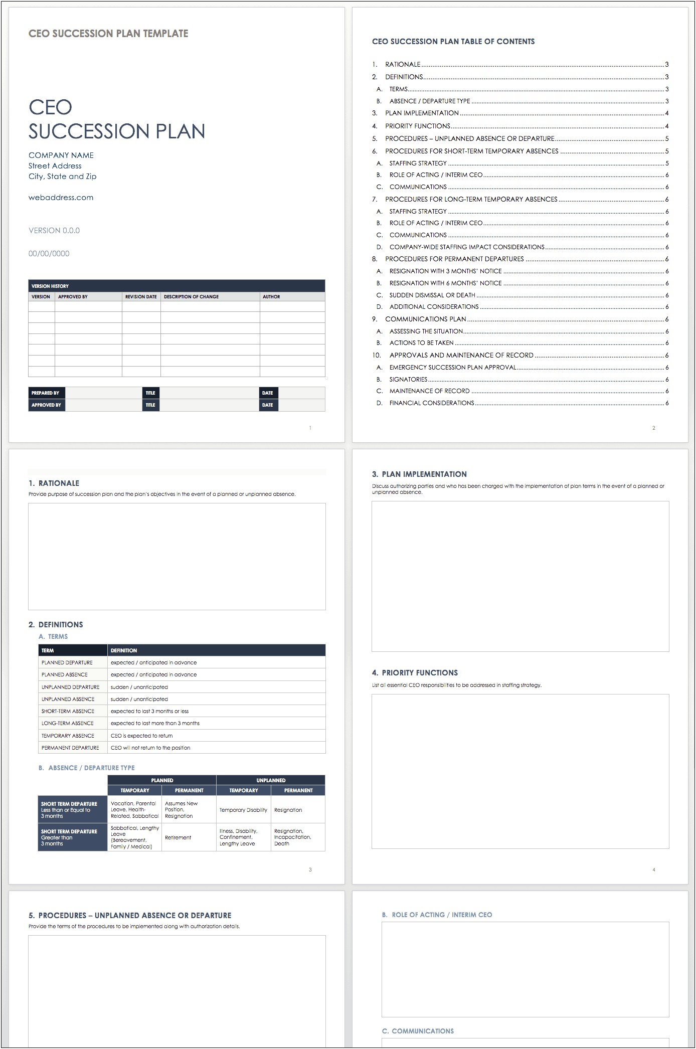 Community Bank Board Of Directors Succession Planning Template