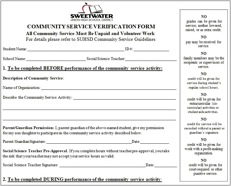 Community Service Letter Template For Students