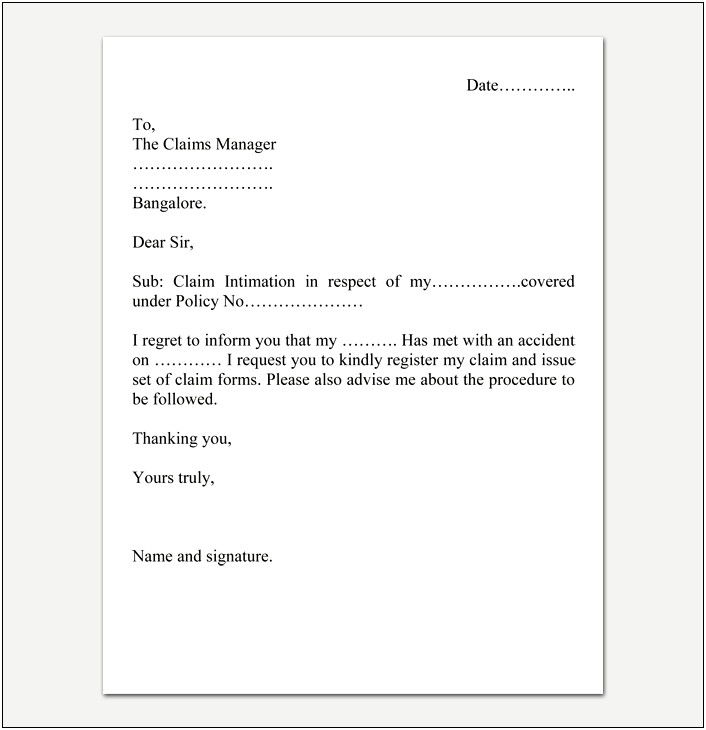 Company Car No Claims Letter Template