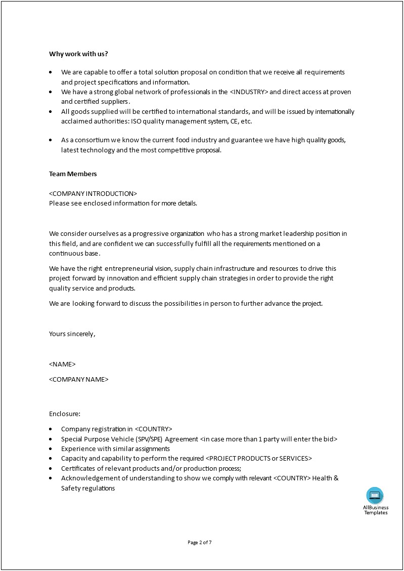 Company Expression Of Interest Letter Template