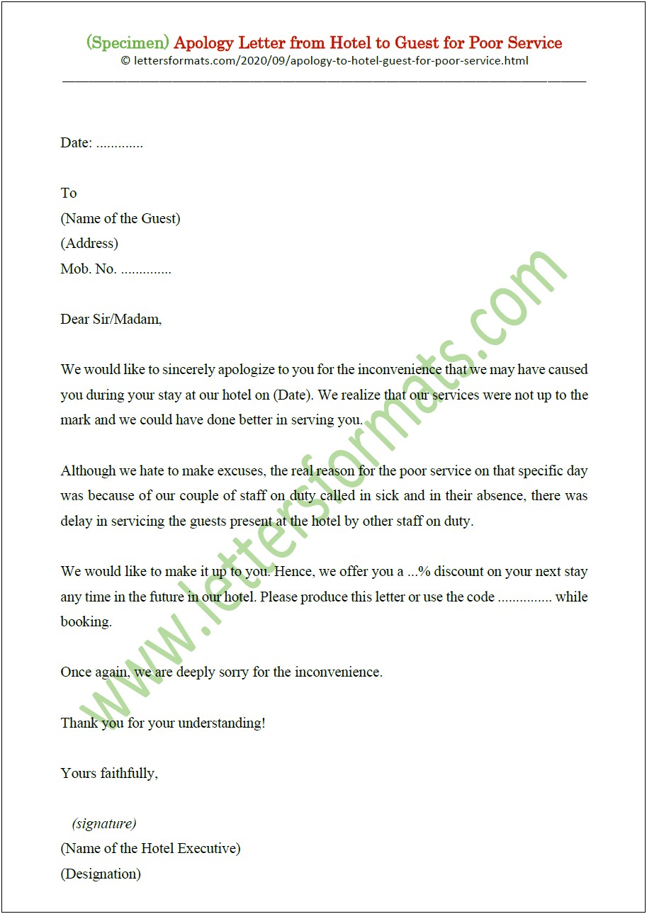 Complaint Letter For Poor Cleaning Service Template