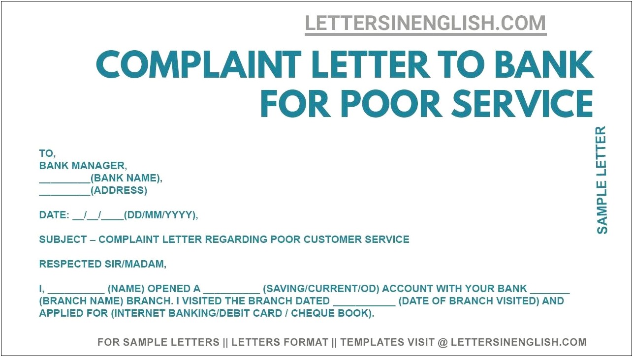 Complaint Letter For Poor Service Template