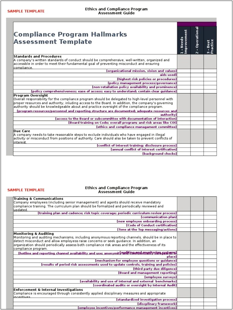 Compliance Monitoring Plan Template For Banks