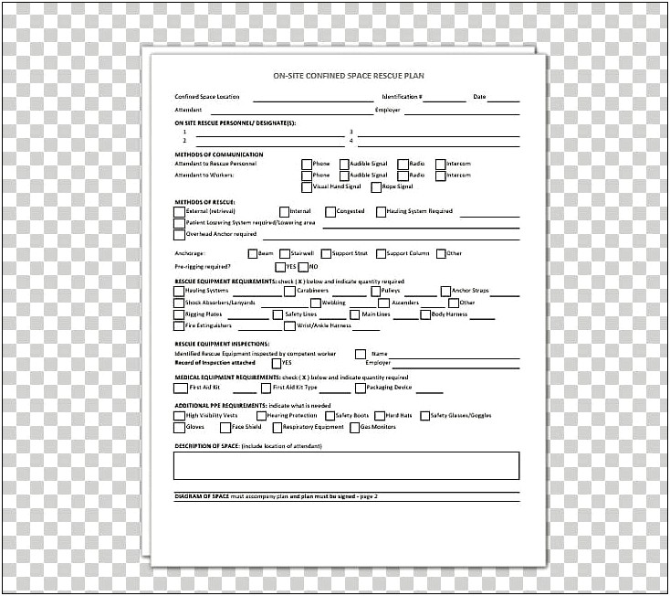 Confined Space Rescue Plan Template Uk