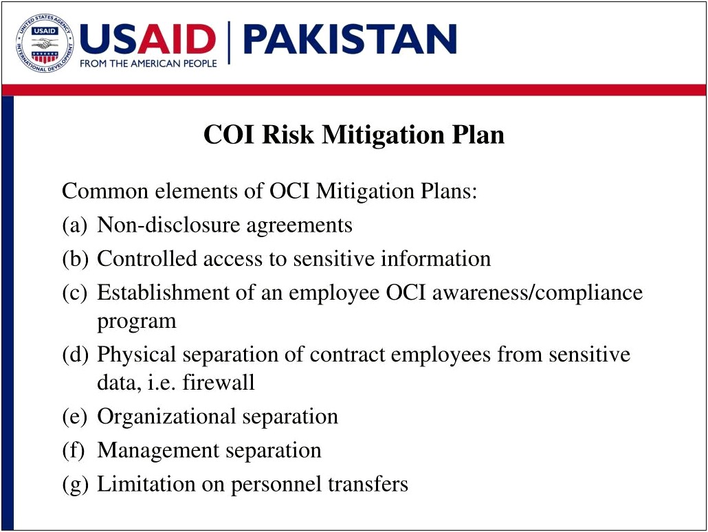 Conflict Of Interest Mitigation Plan Template