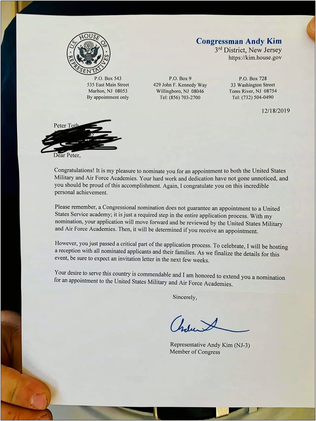 Congressional Appoitment Letter Template Naval Academy