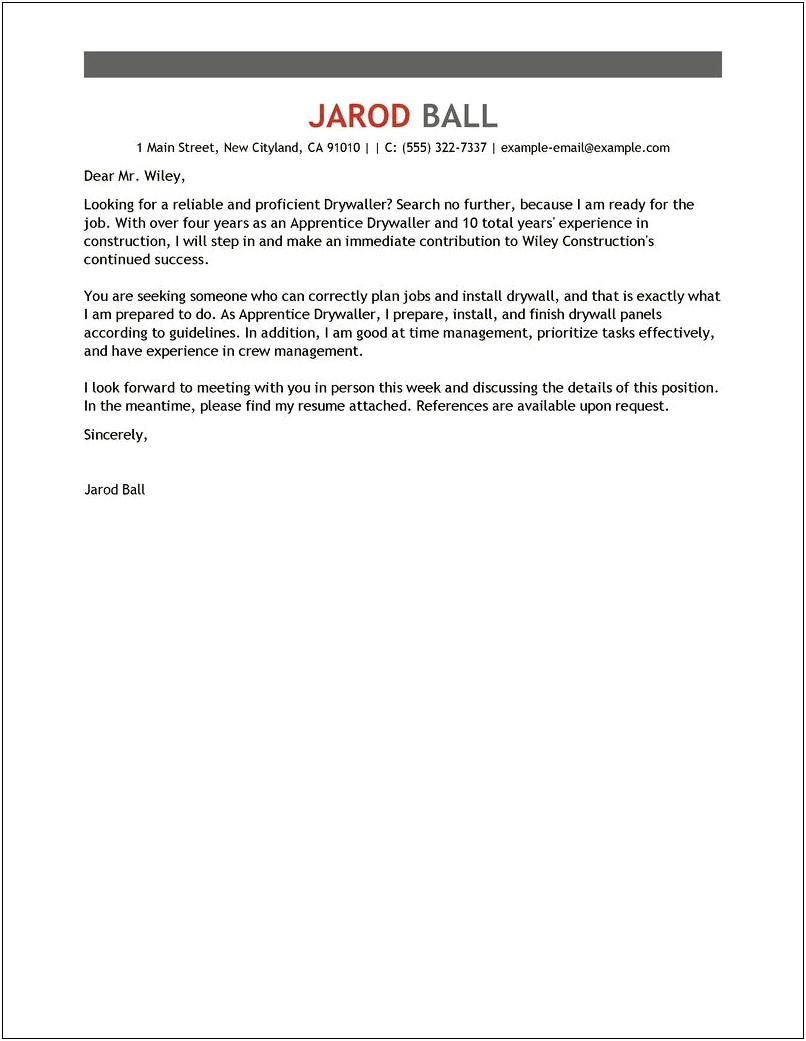 Construction Bid Proposal Cover Letter Template