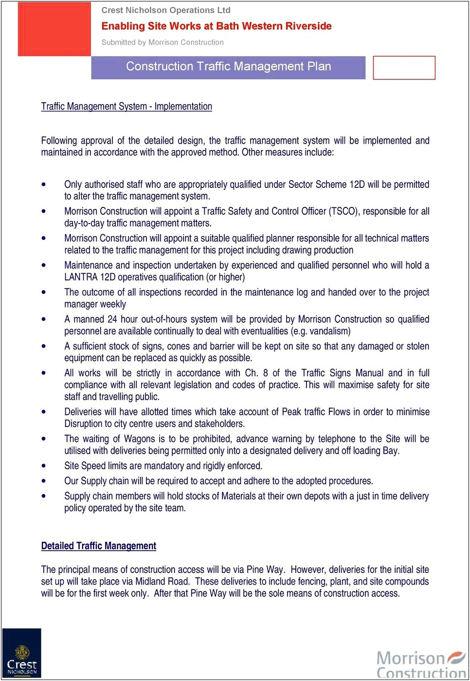 Construction Traffic Management Plan Template Uk