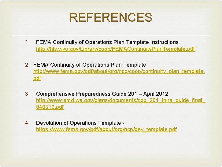 Continuity Of Operations Plan Template And Instructions