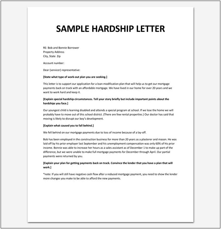 Contribution Letter For Loan Modification Template