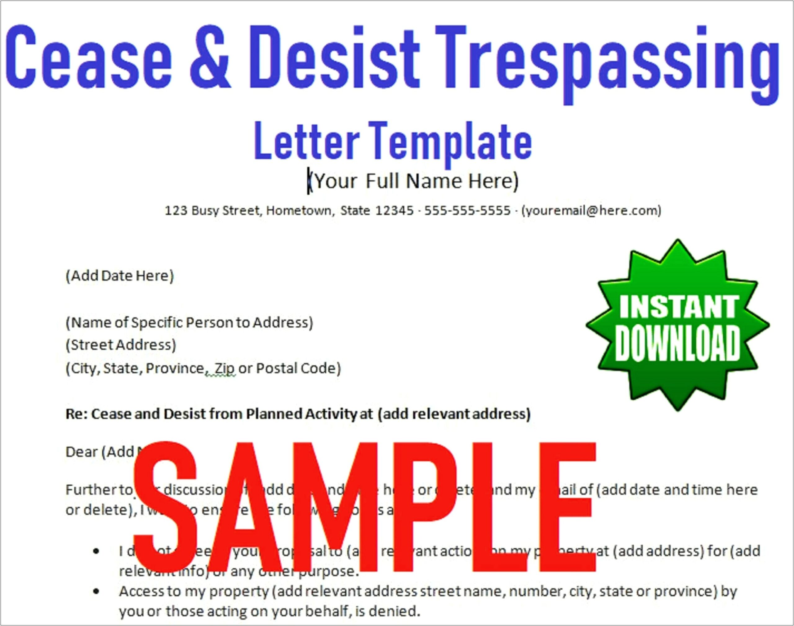 Copyright Cease And Desist Letter Template Australia