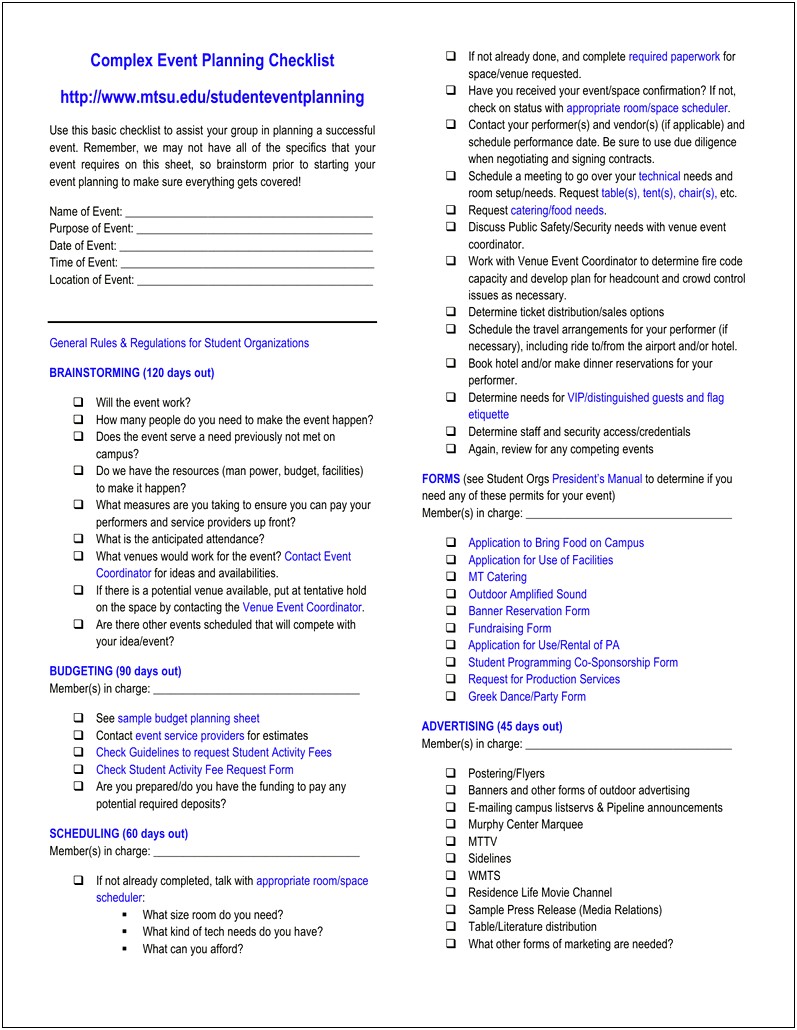 Corporate Event Planning Checklist Template Pdf