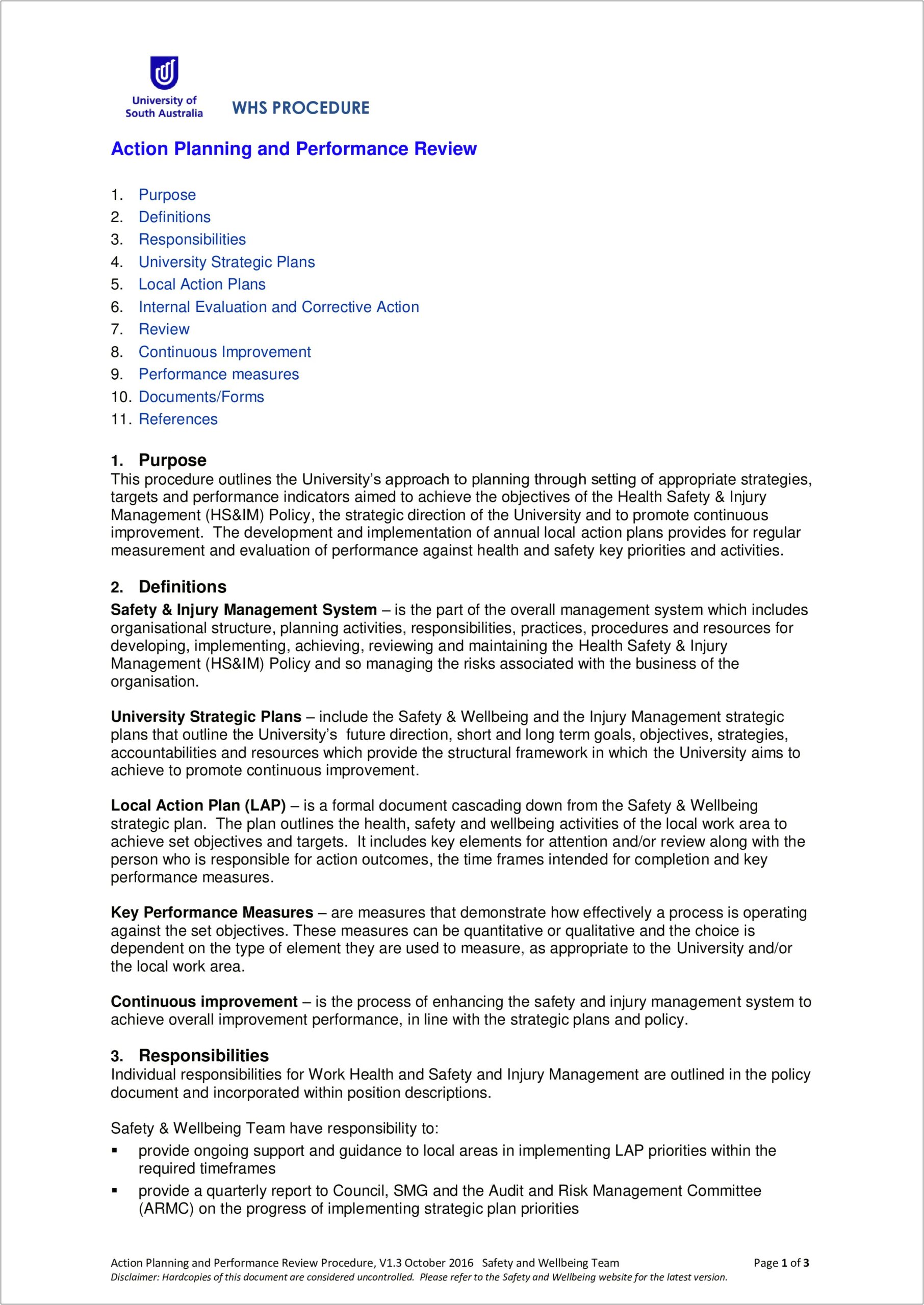 Corrective Action For Safety Performance Improvement Plan Template