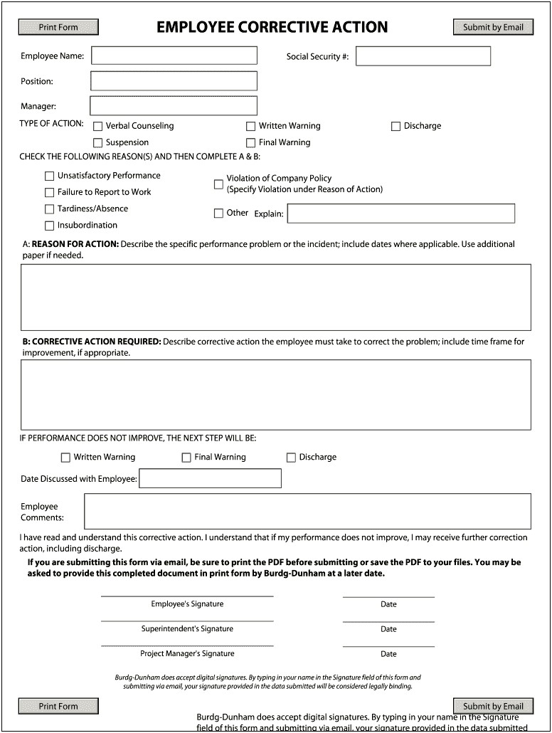 Corrective Action Plan Template For Teachers