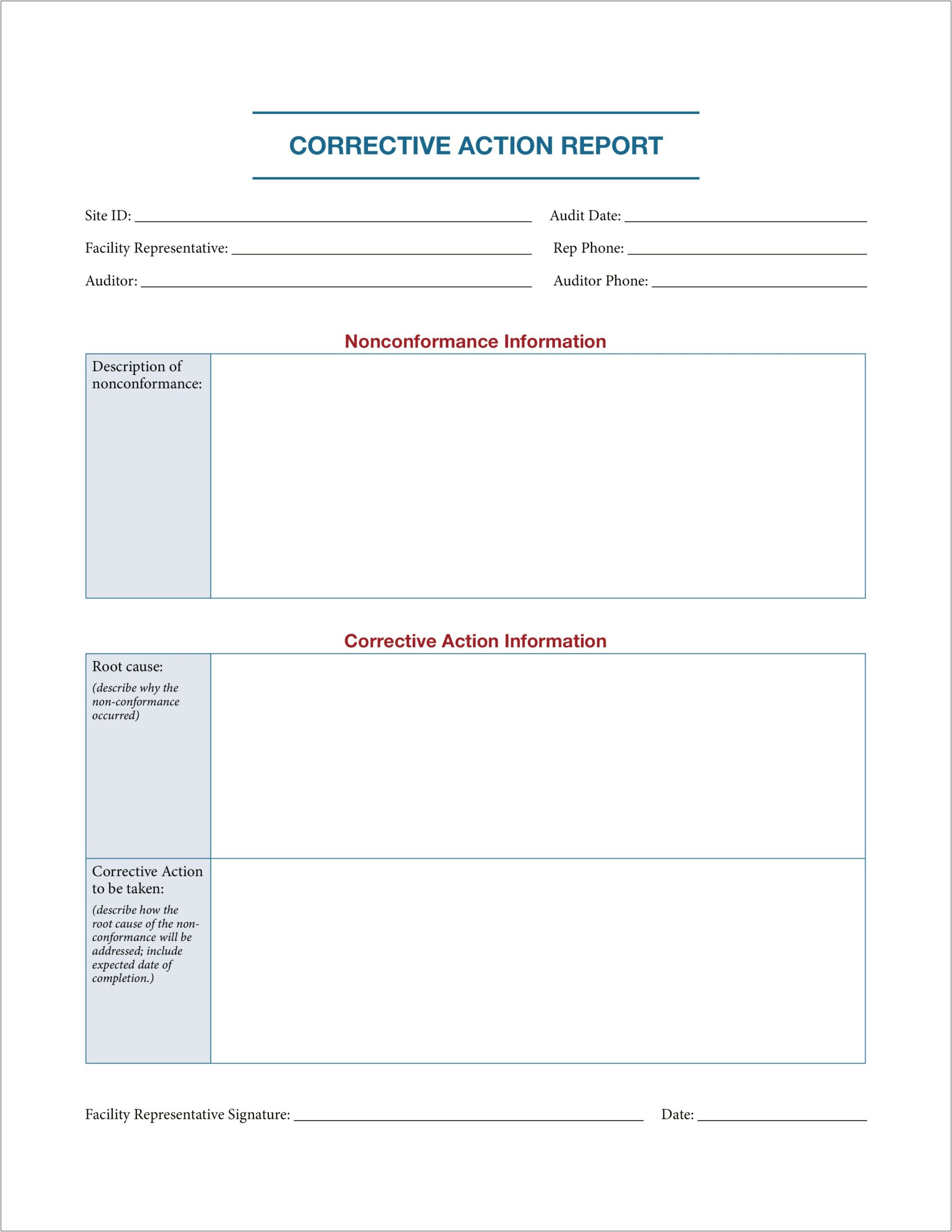 Corrective And Preventive Action Plan Template