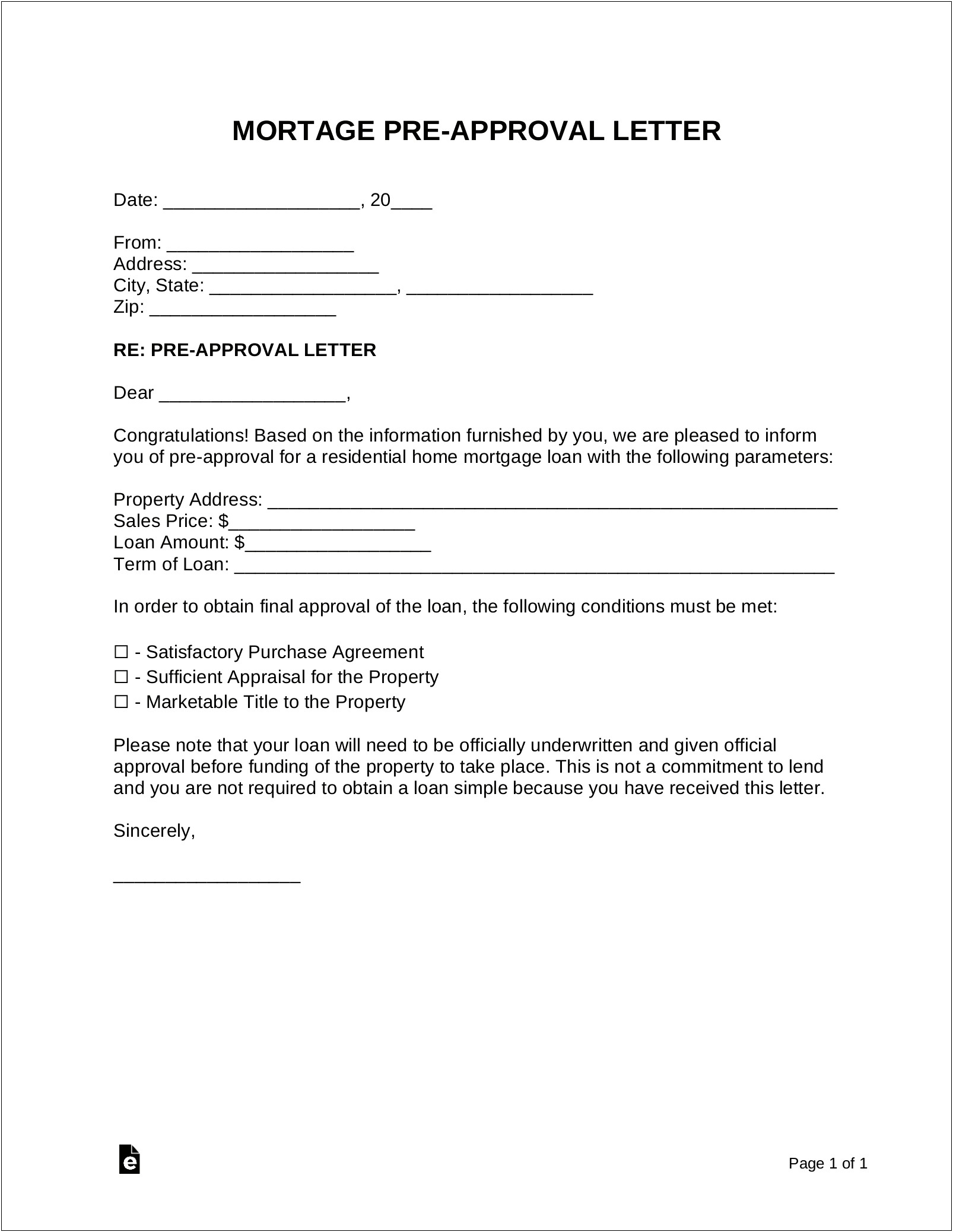 Correspondence Letter To Mortgage Company Template