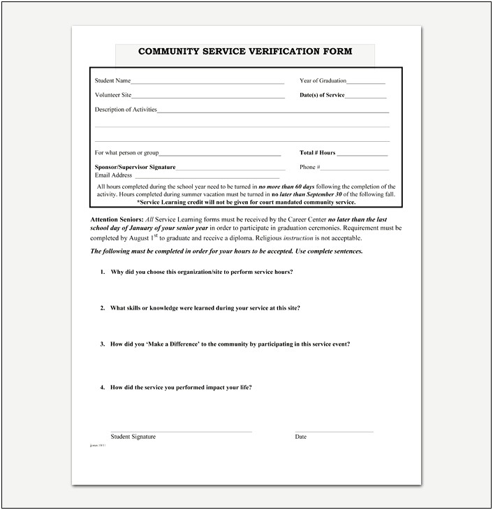 Court Ordered Community Service Completion Letter Template