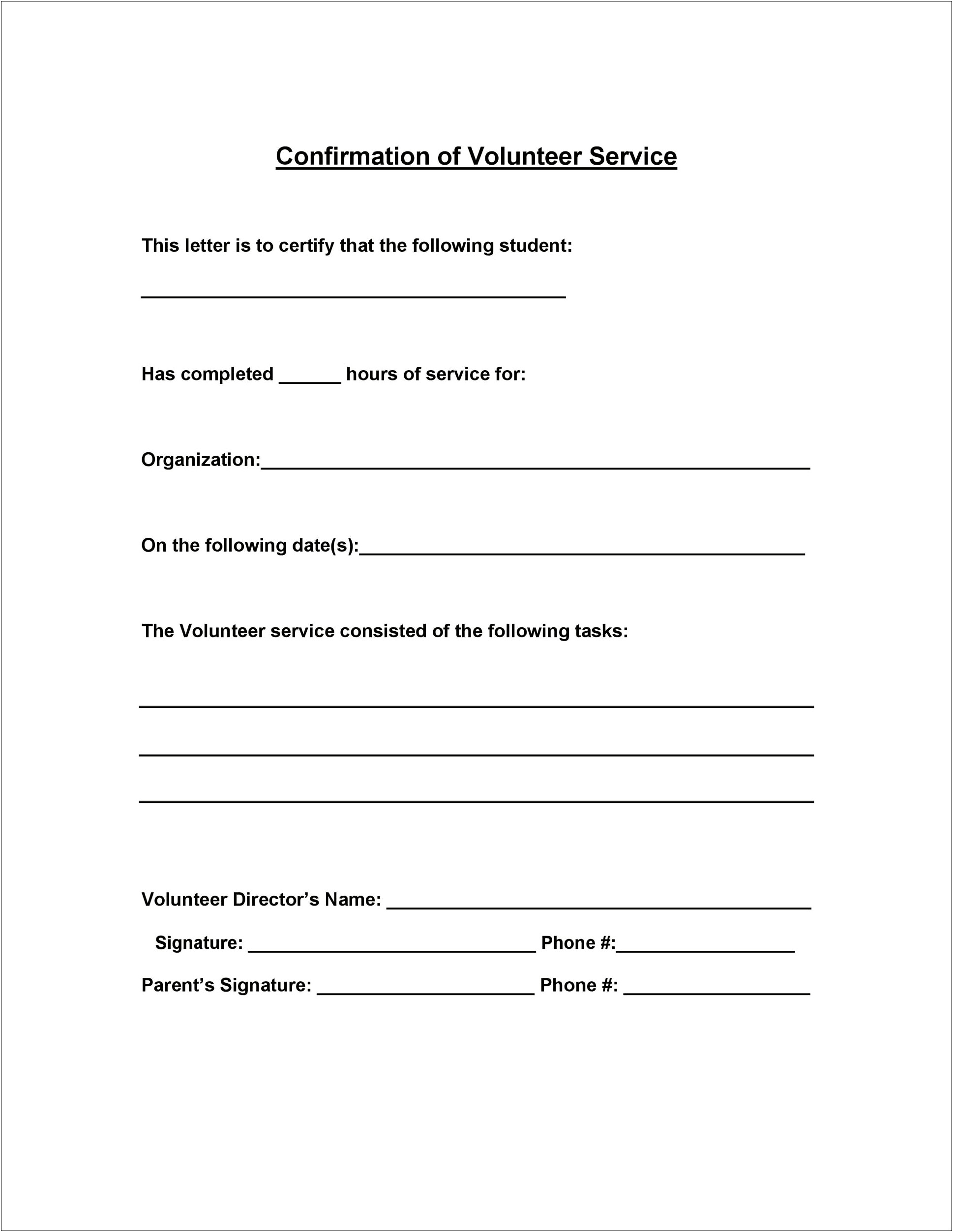 Court Ordered Community Service Letter Template