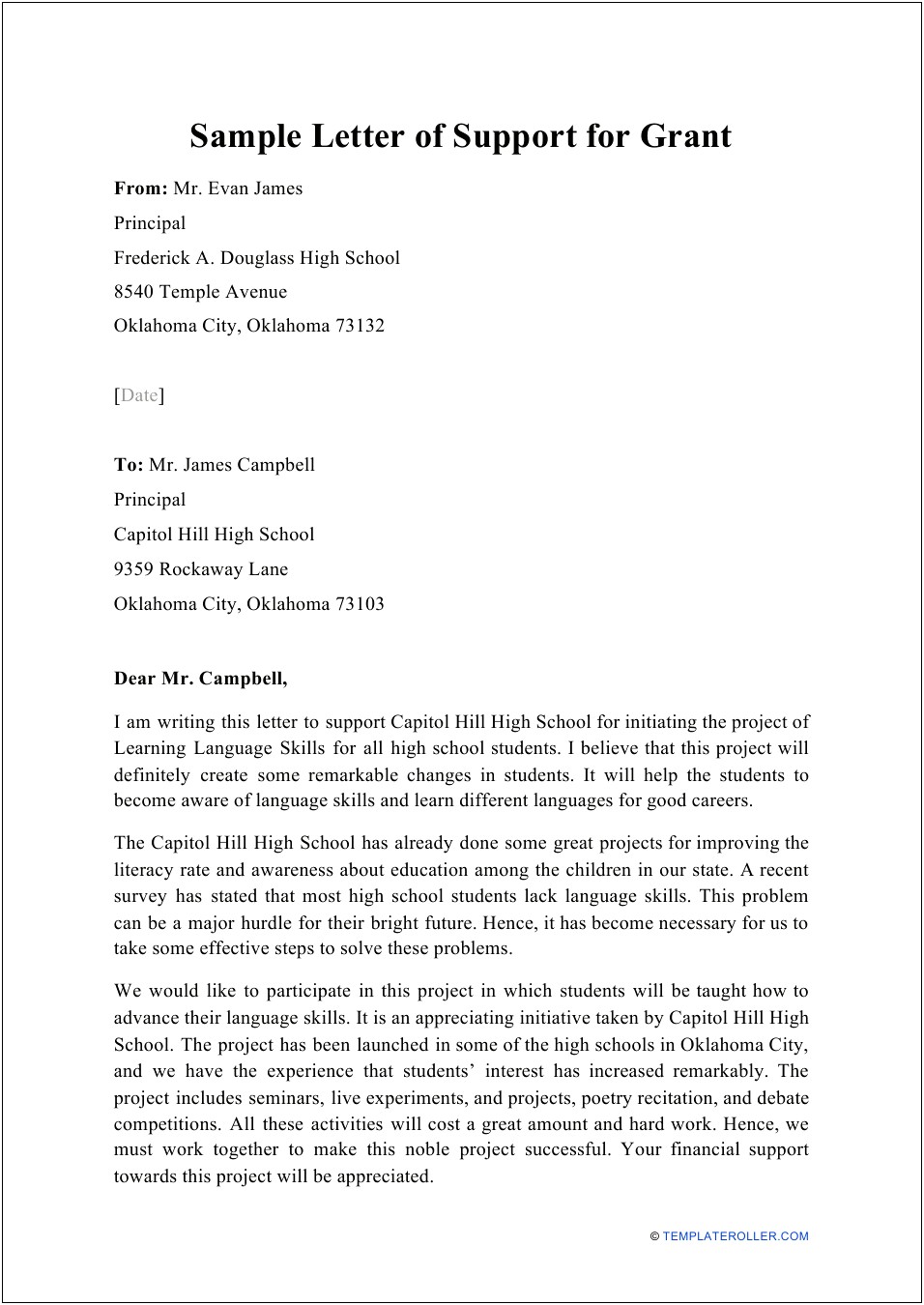 Cover Letter For A Grant Proposal Templates