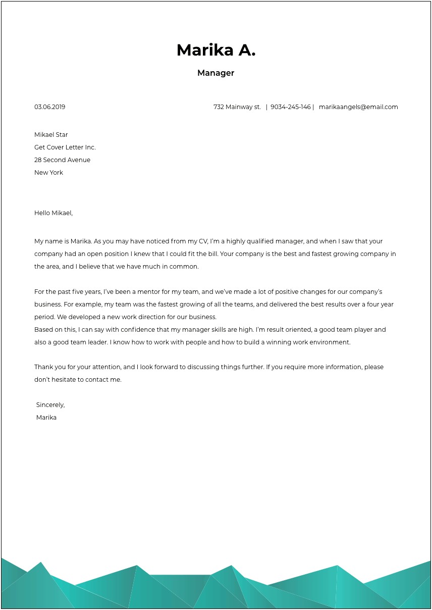 Cover Letter For Internal Job Template