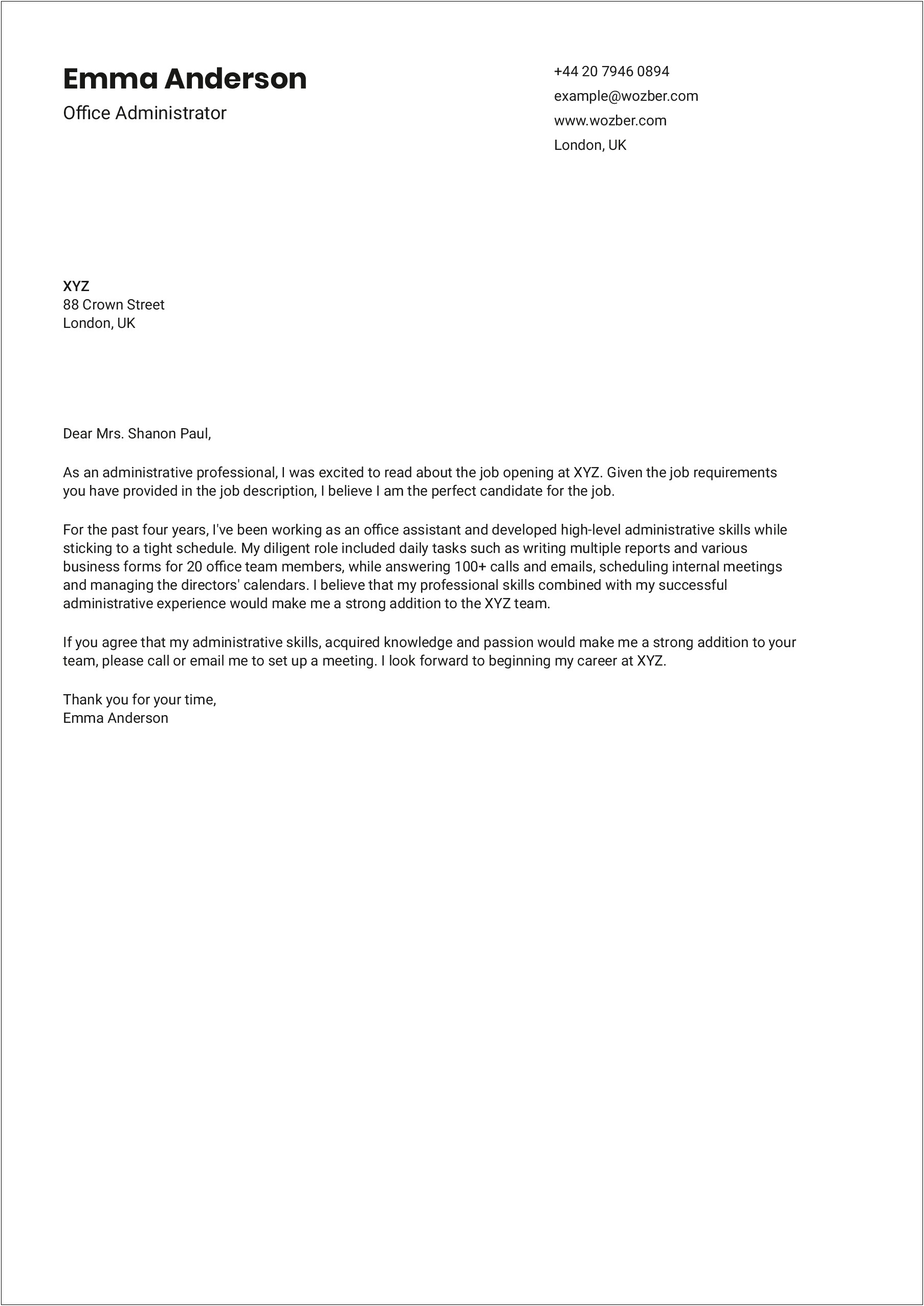 Cover Letter For Job Application Uk Template