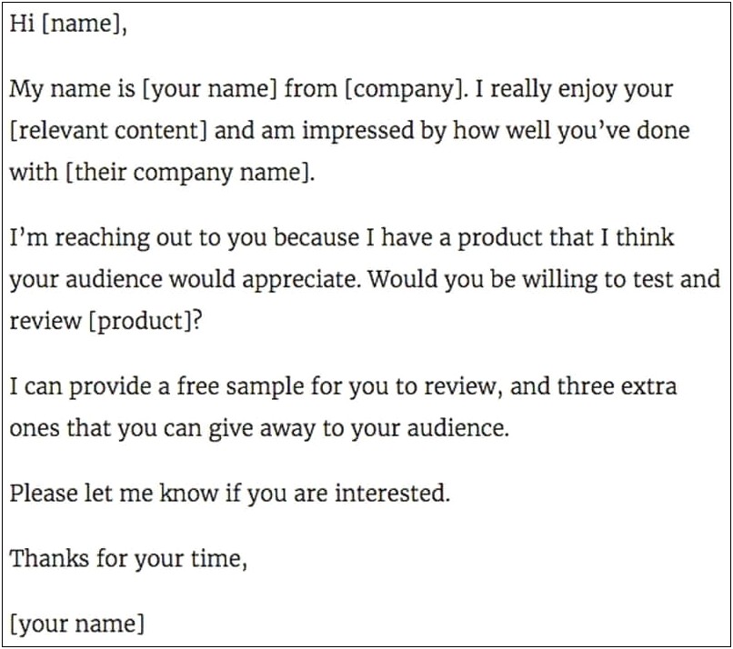 Cover Letter For Reaching Out To Influencers Template