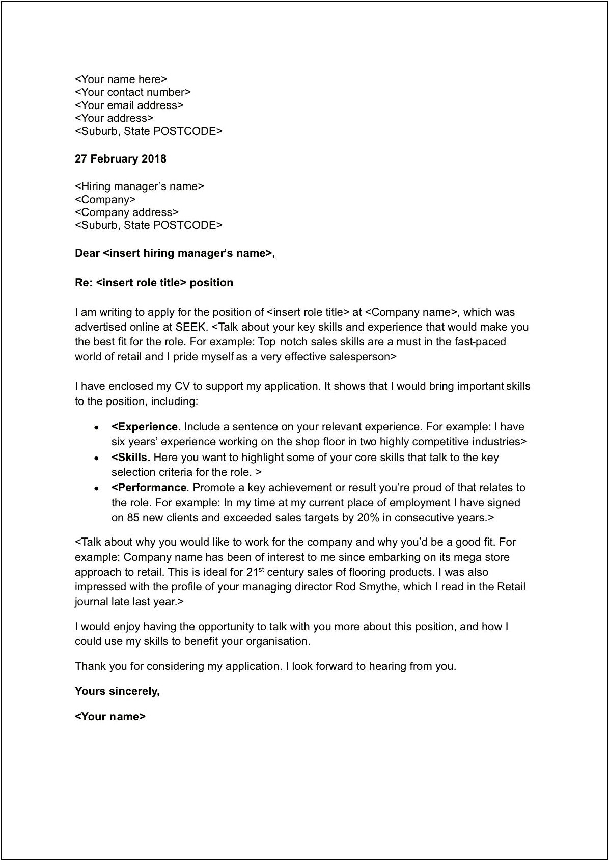 Cover Letter For Returning To Previous Employer Template