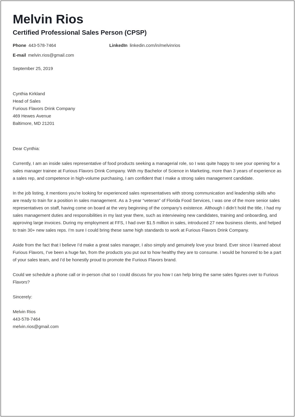 Cover Letter Template Cell Phone Sales