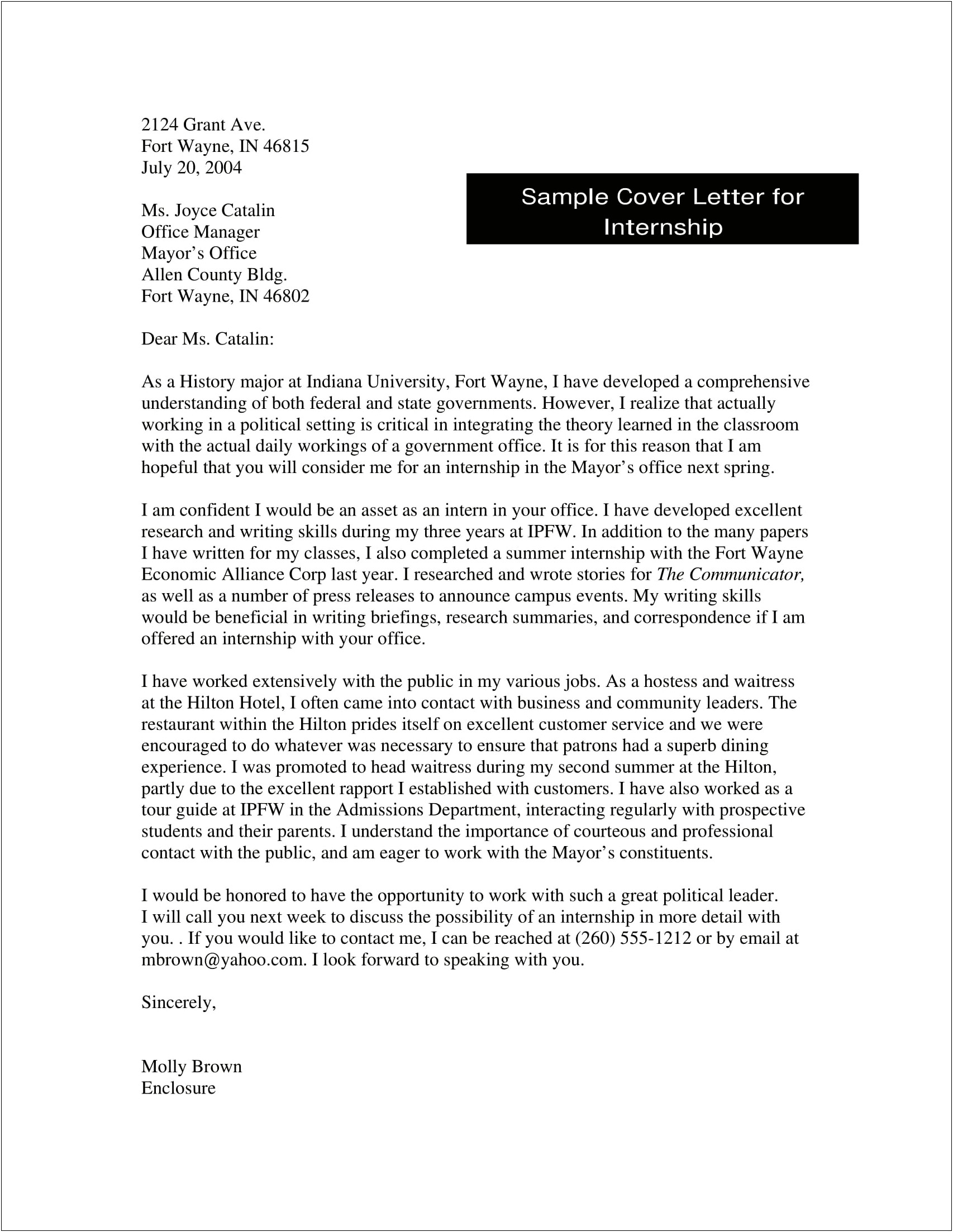 Cover Letter Template Finding Internship Through Employee