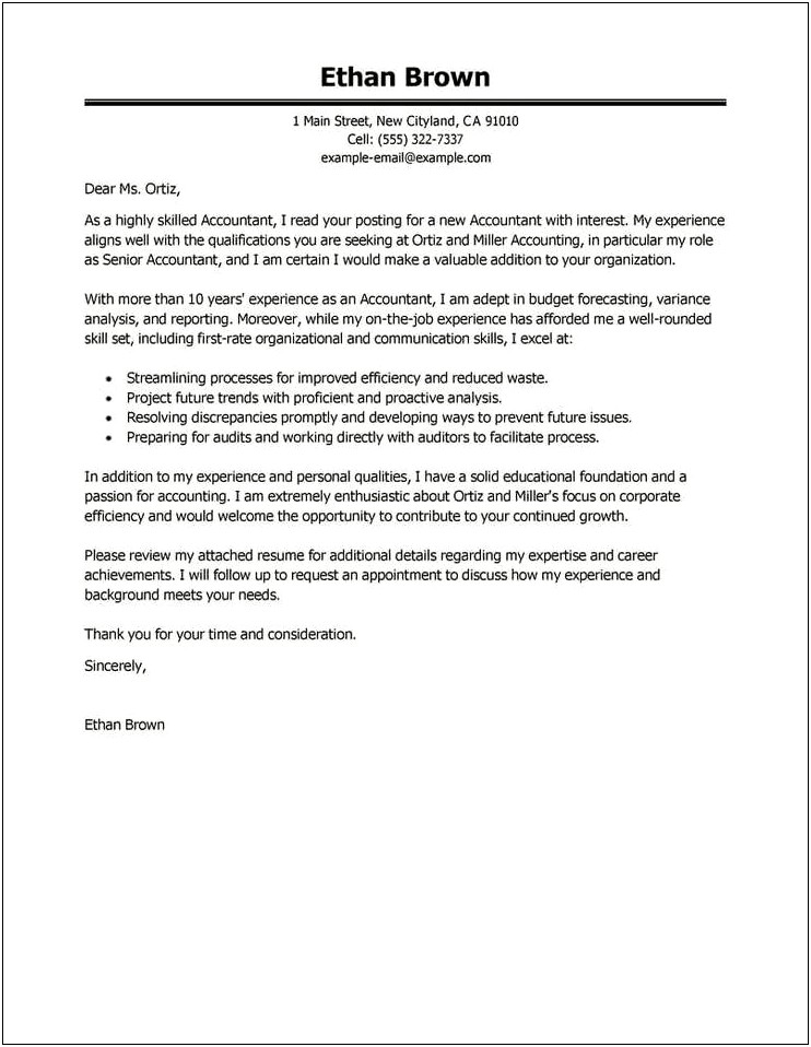 Cover Letter Template For Accounting Job