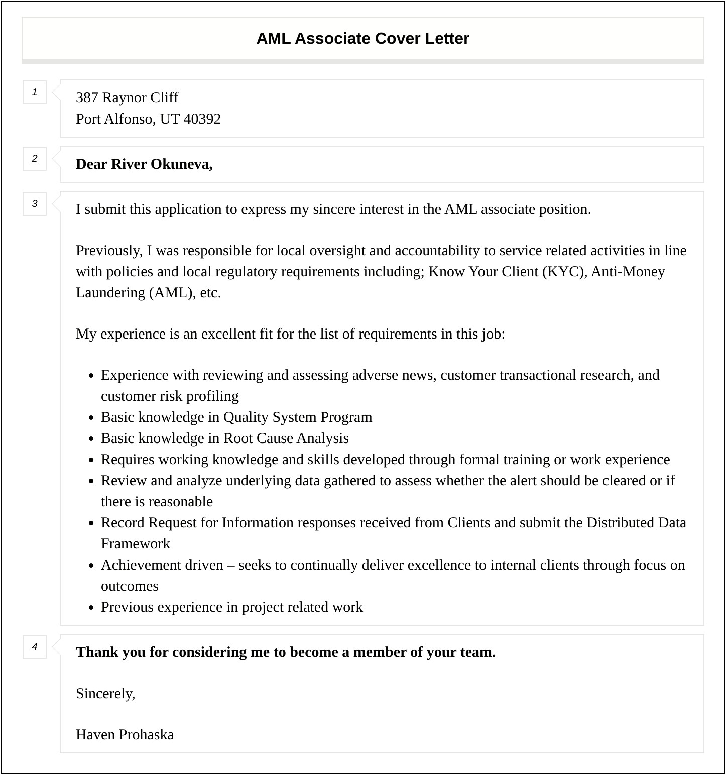 Cover Letter Template For Aml Investigator