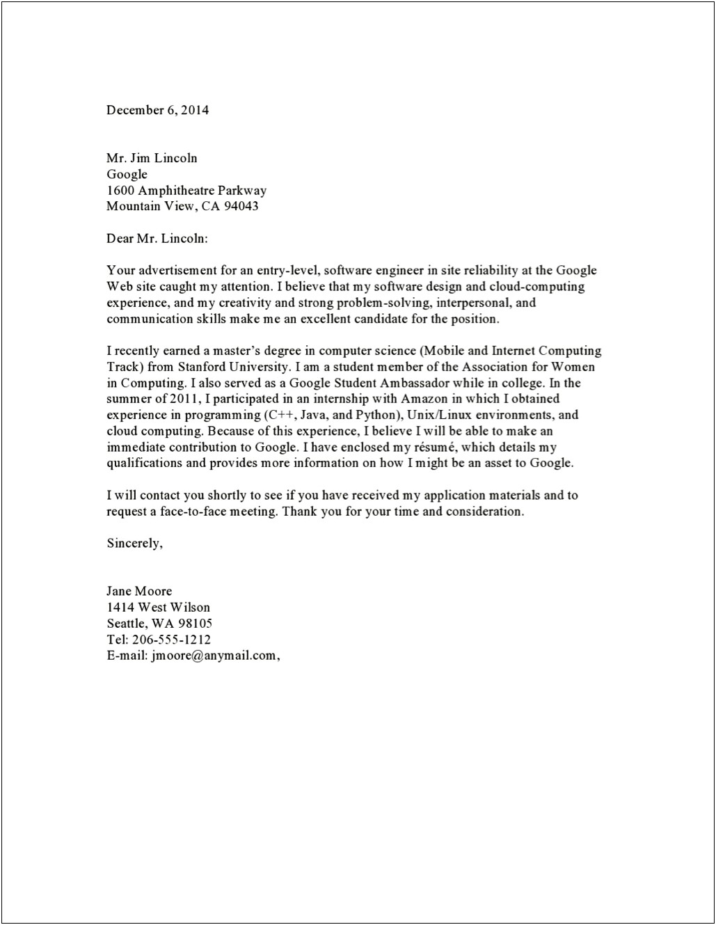 Cover Letter Template For Article Submission