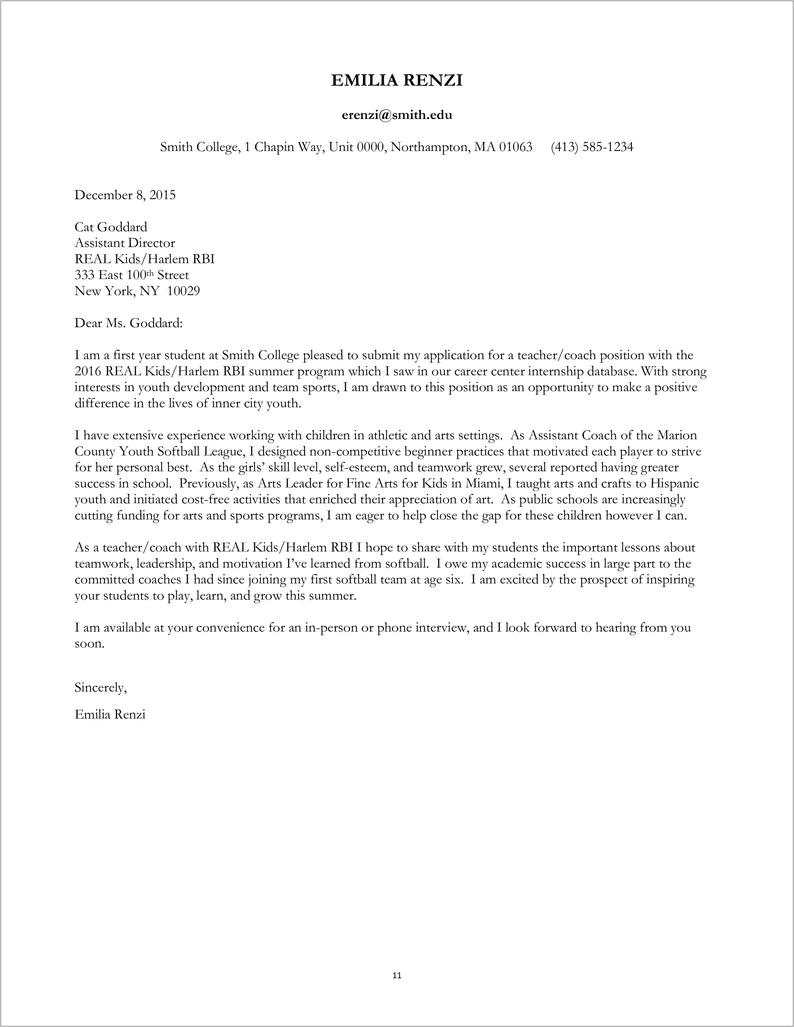 Cover Letter Template For College Teaching Position