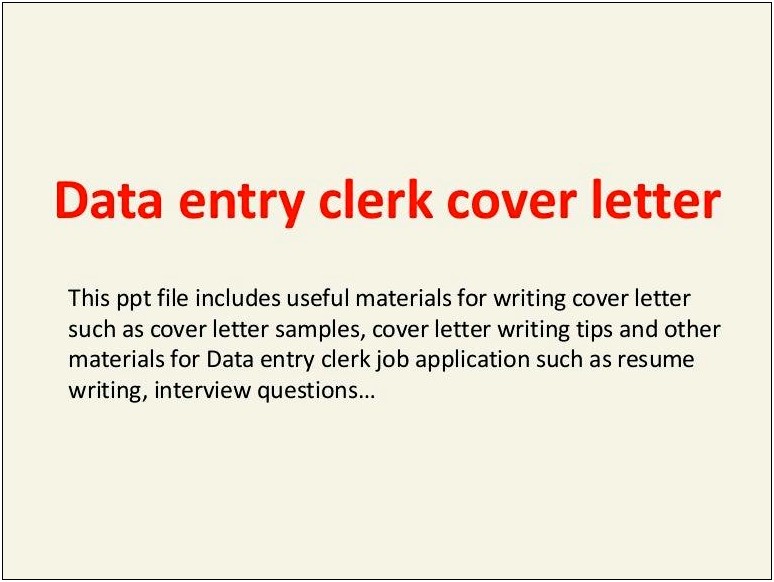 Cover Letter Template For Data Entry Job