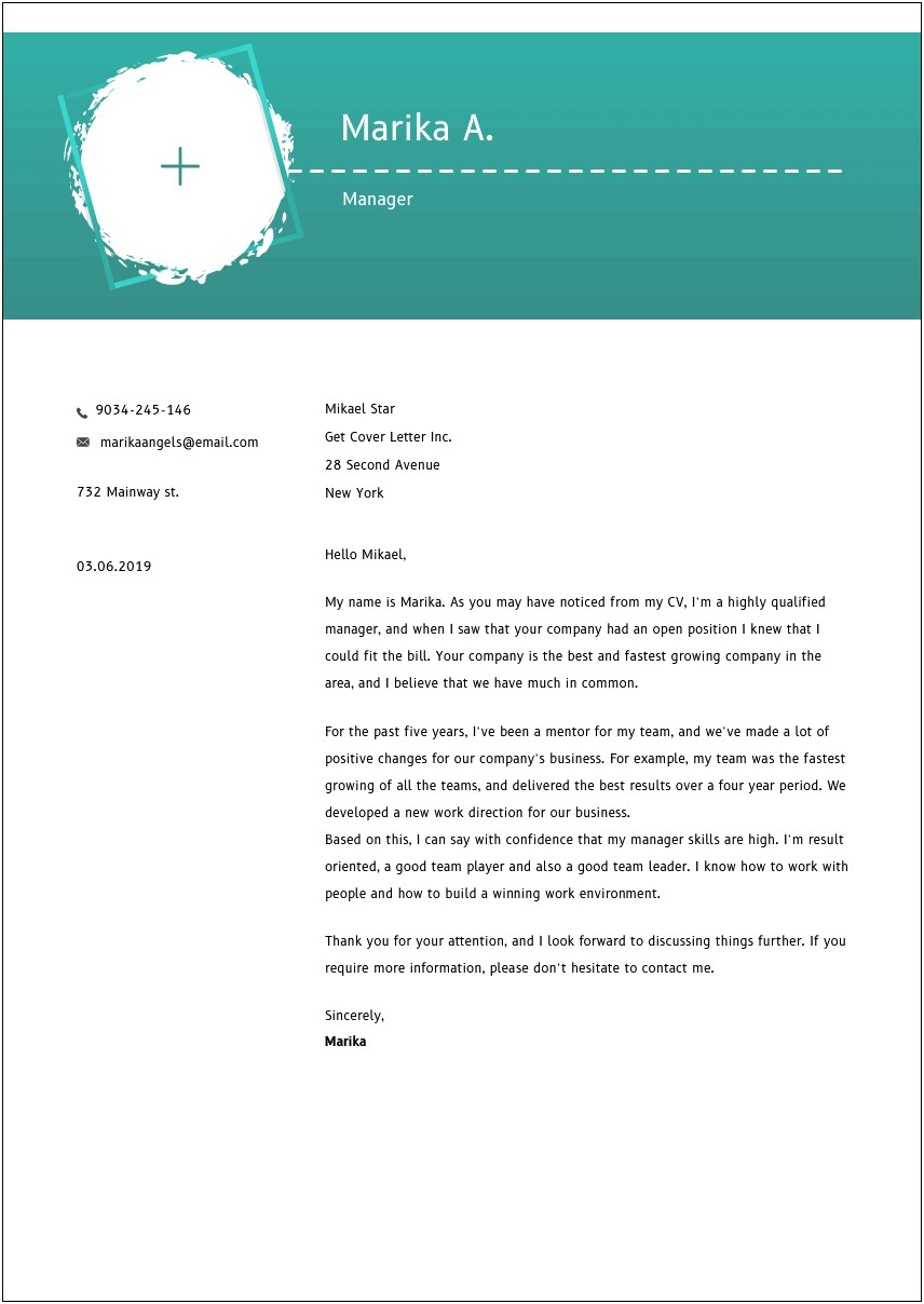 Cover Letter Template For Film Production