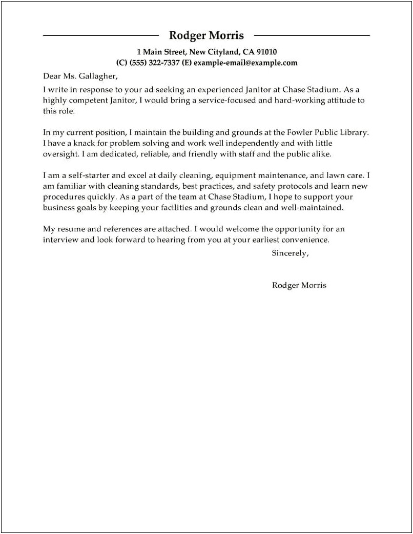 Cover Letter Template For Front Desk Position