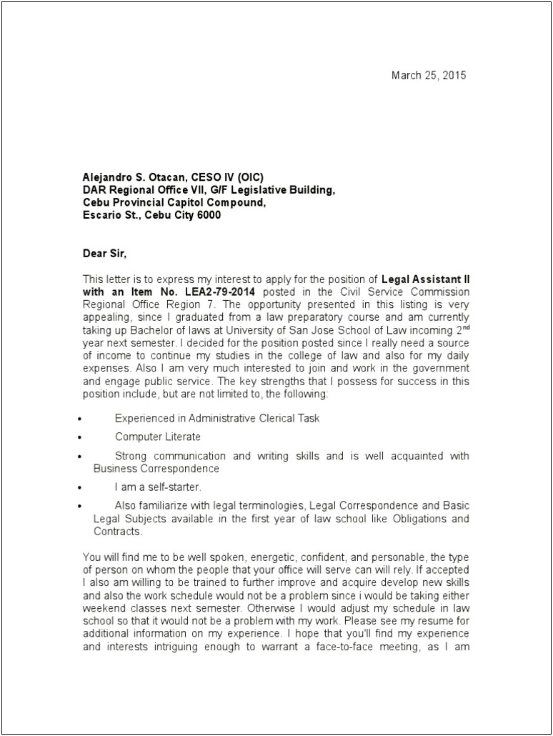 Cover Letter Template For Government Jobs