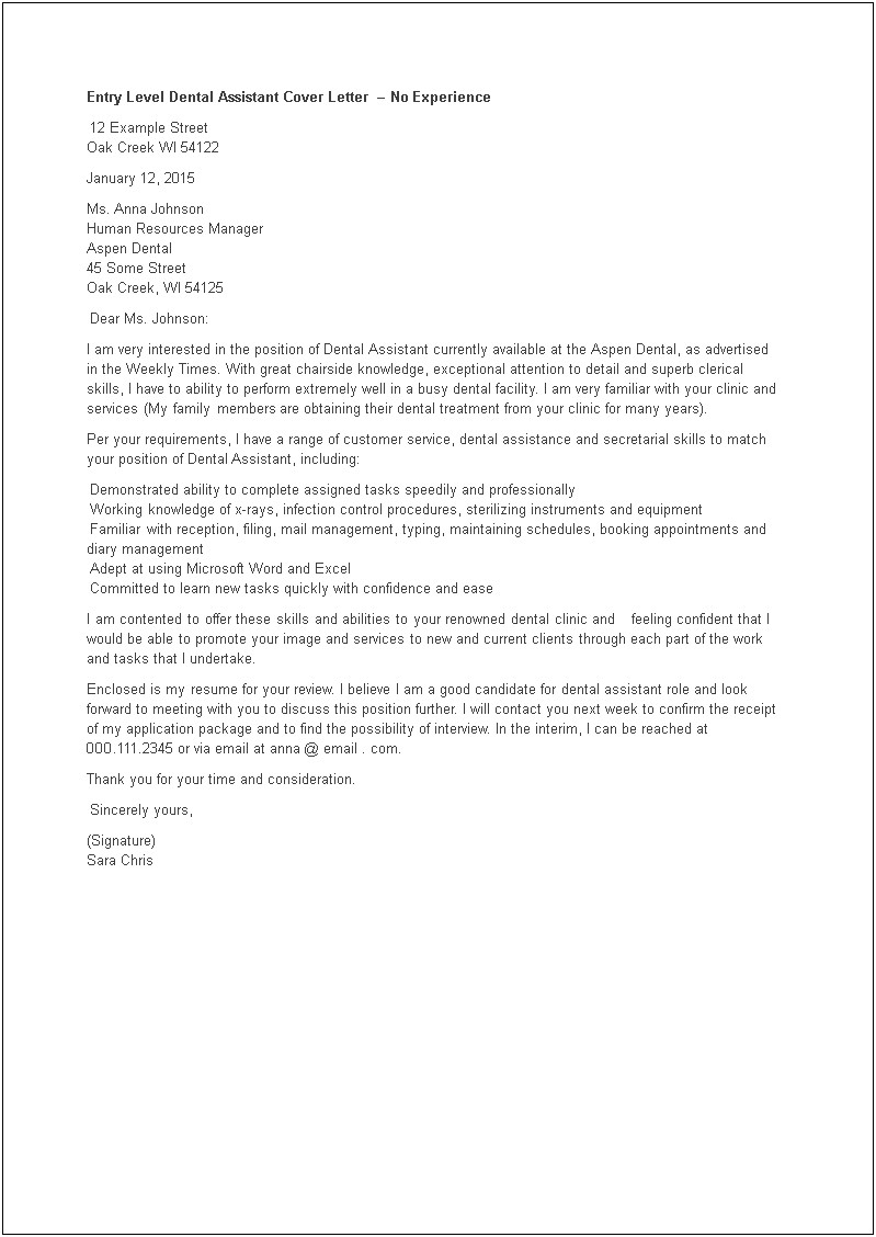 Cover Letter Template For Human Resource Assistant