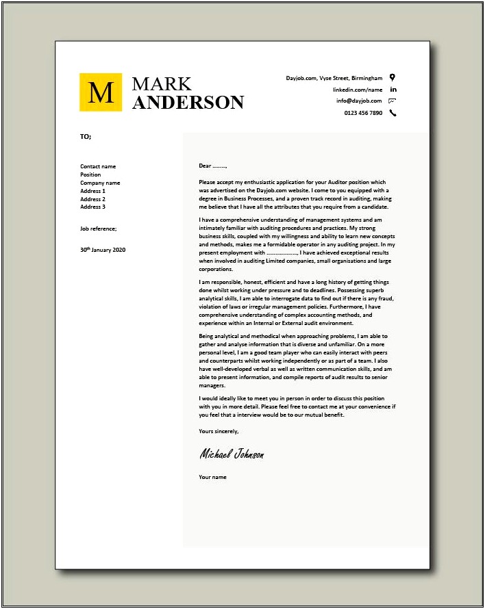 Cover Letter Template For Internal Position