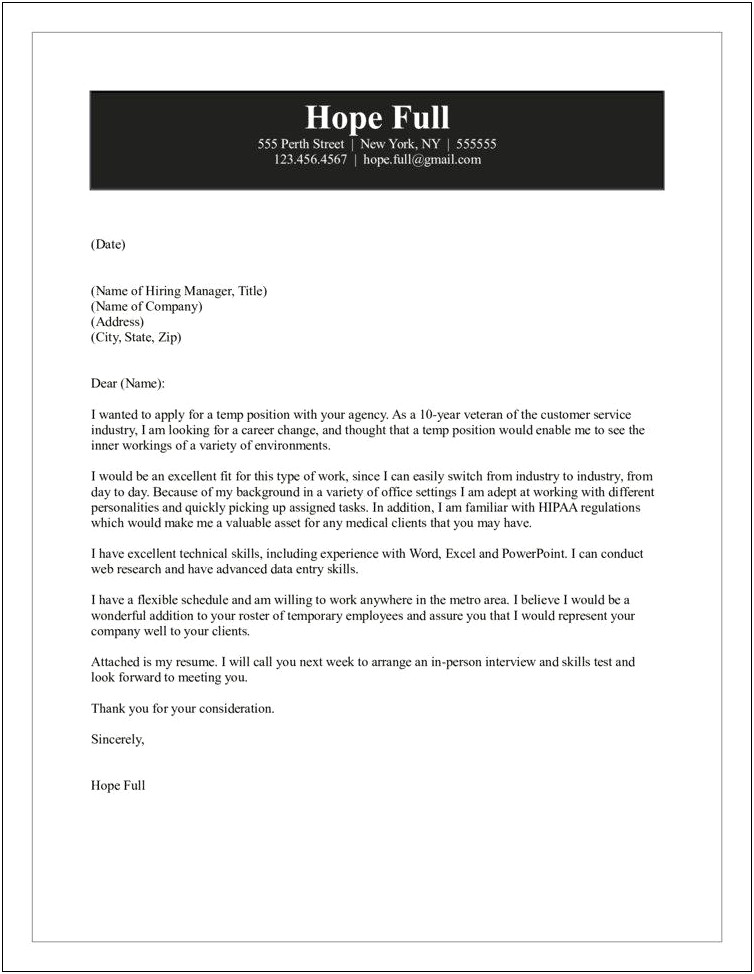 Cover Letter Template For Medical Office Manager