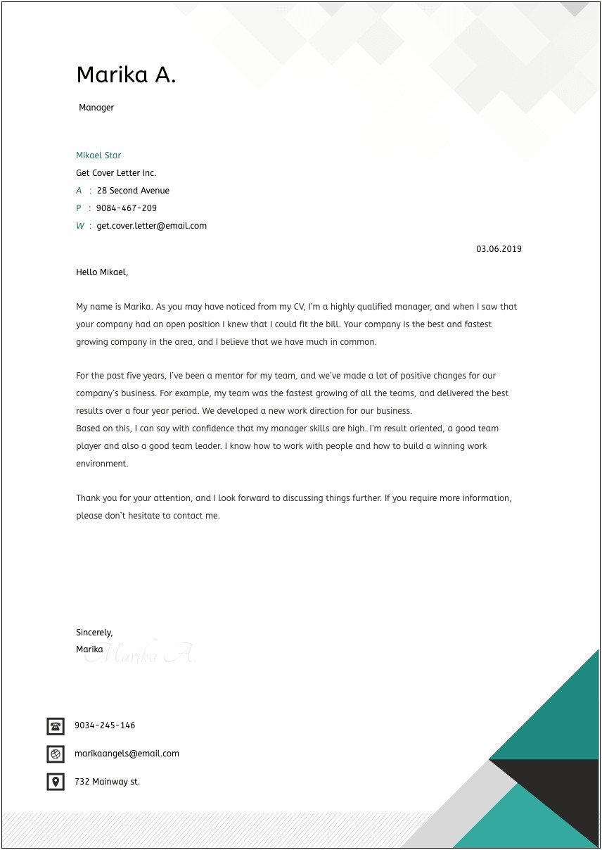 Cover Letter Template For Mining Job