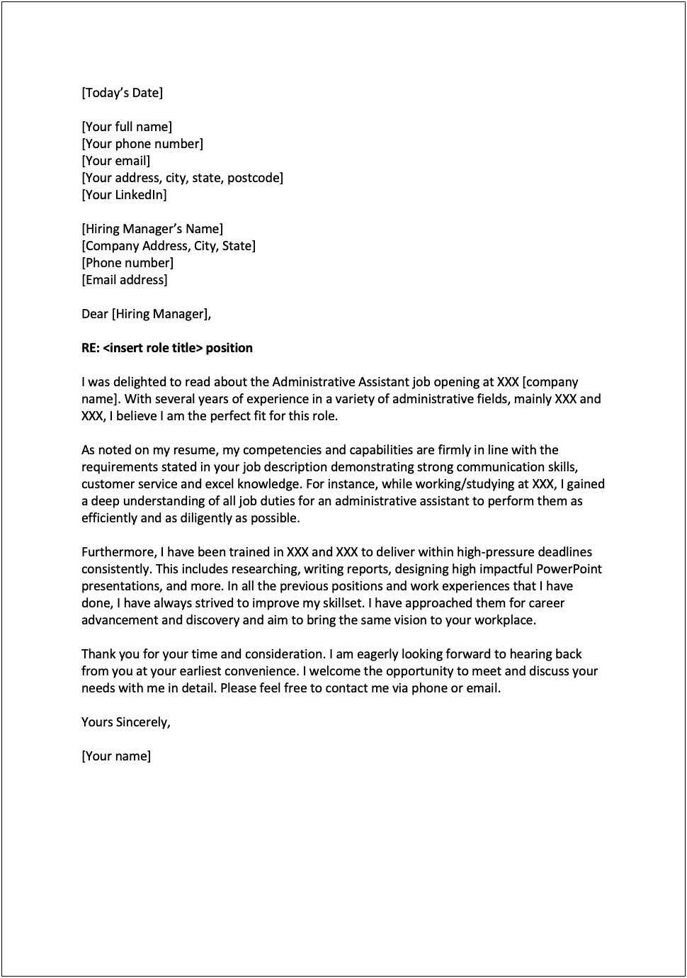 Cover Letter Template For Multiple Jobs