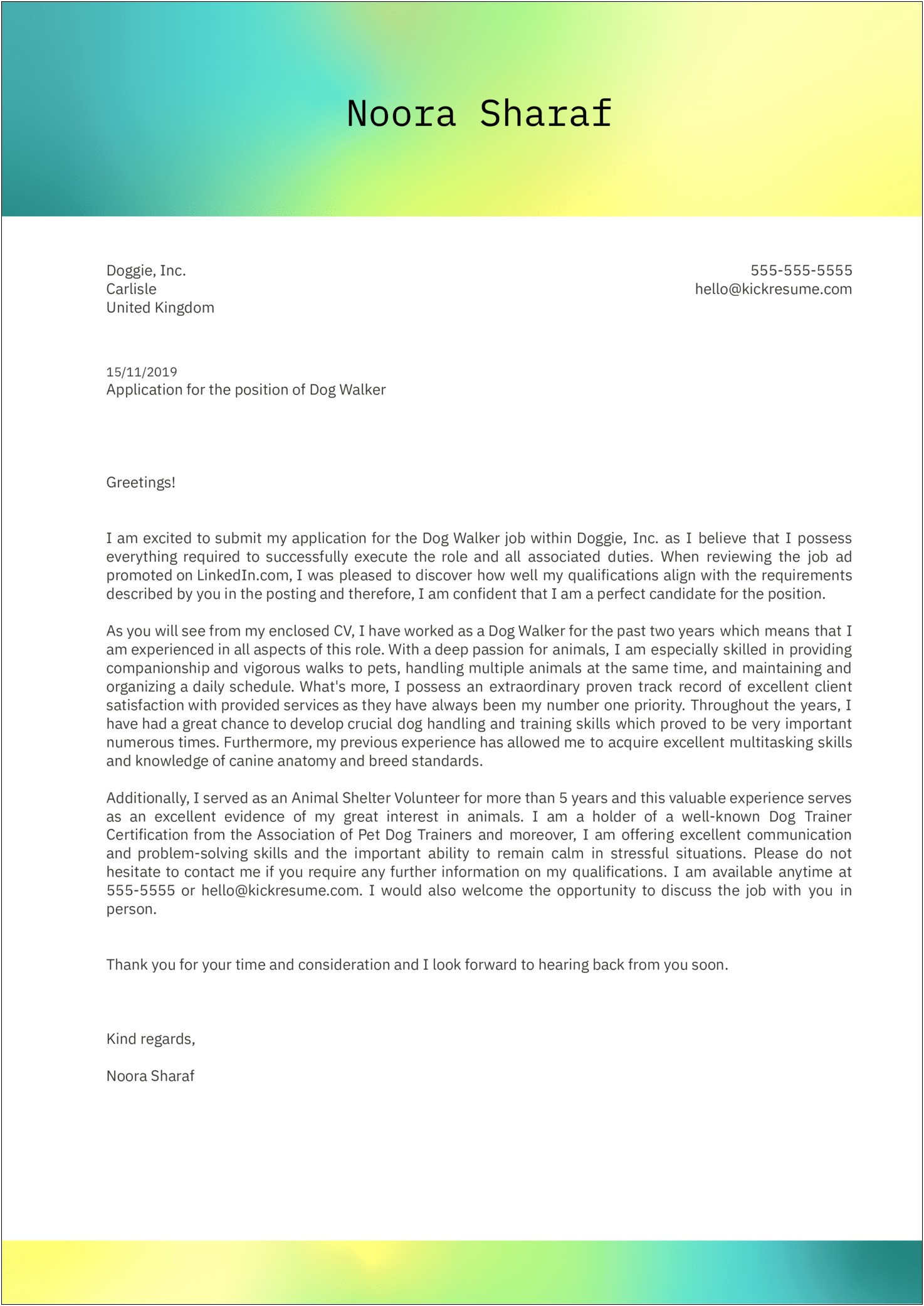 Cover Letter Template For Nanny Position