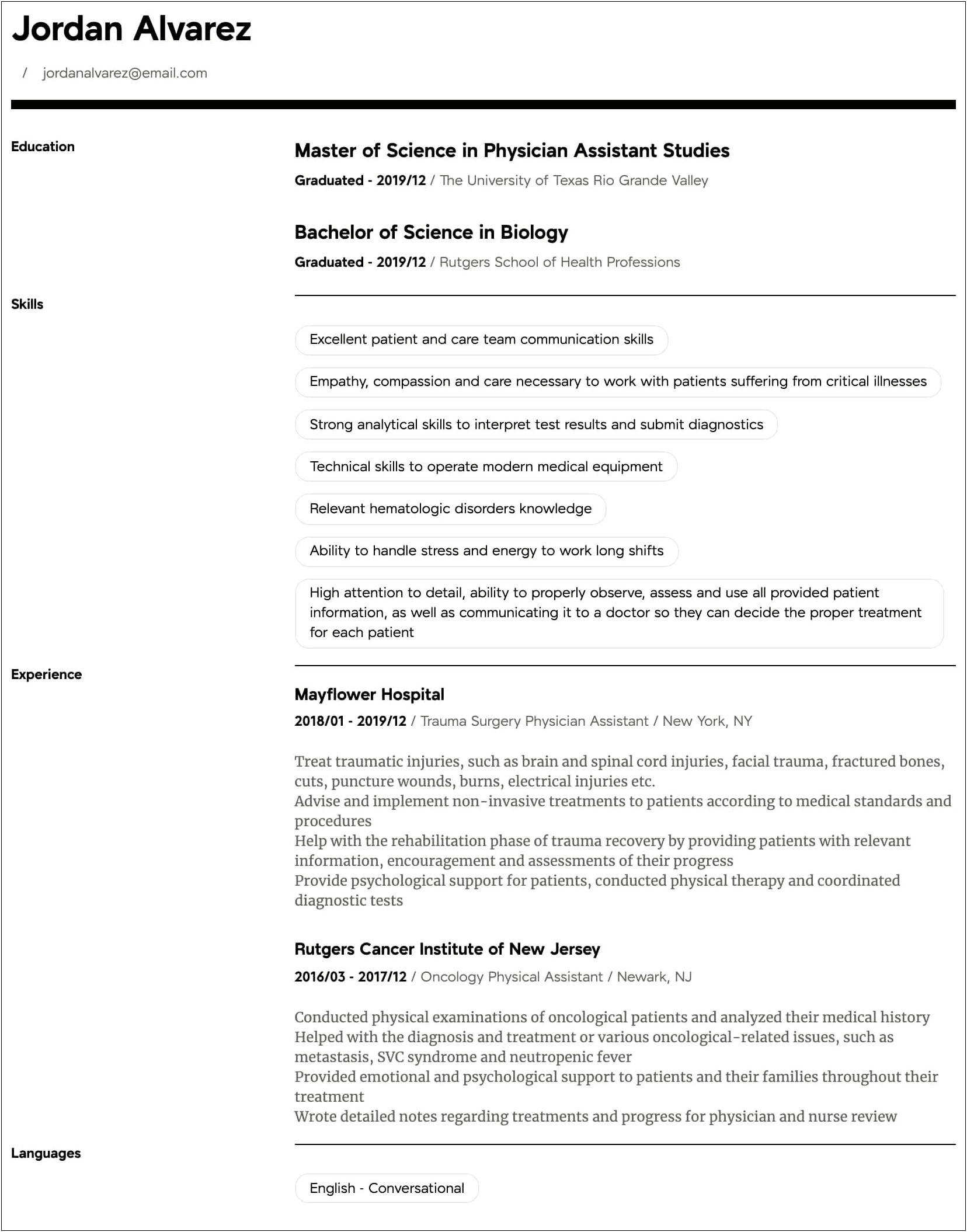 Cover Letter Template For Physician Assistant