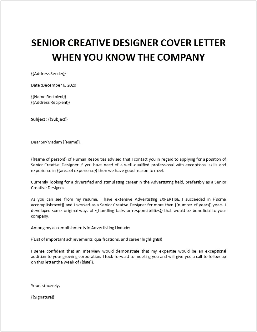 Cover Letter Template For Portfolio Job Interview