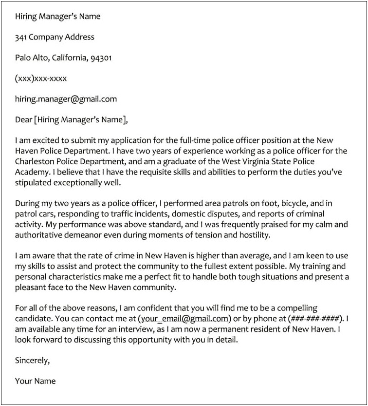 Cover Letter Template For Public Saftey Directors