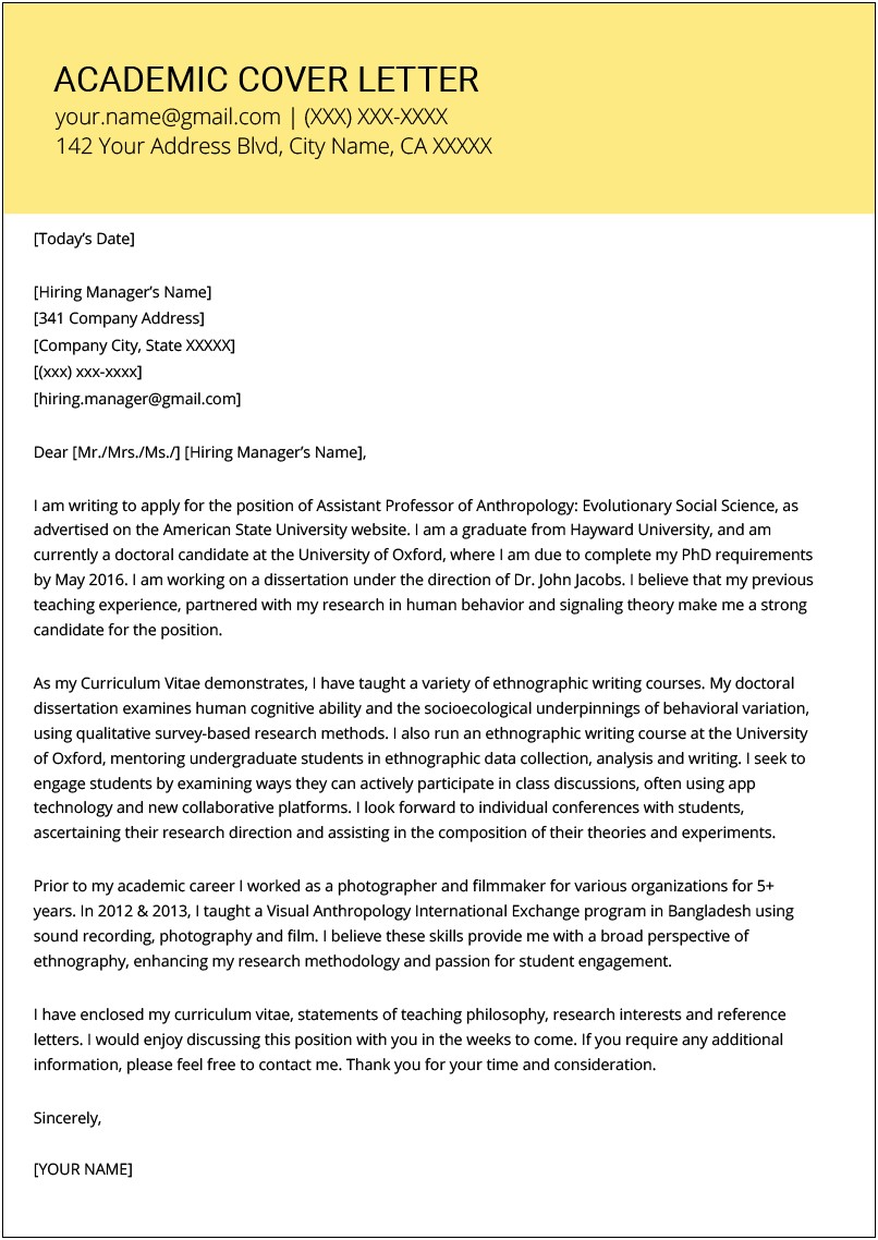 Cover Letter Template For Research Assistant Postion