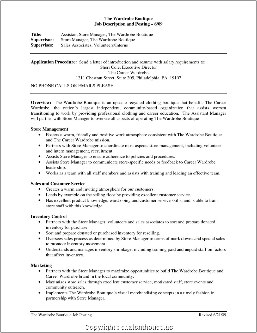 Cover Letter Template For Retail Assistant Manager